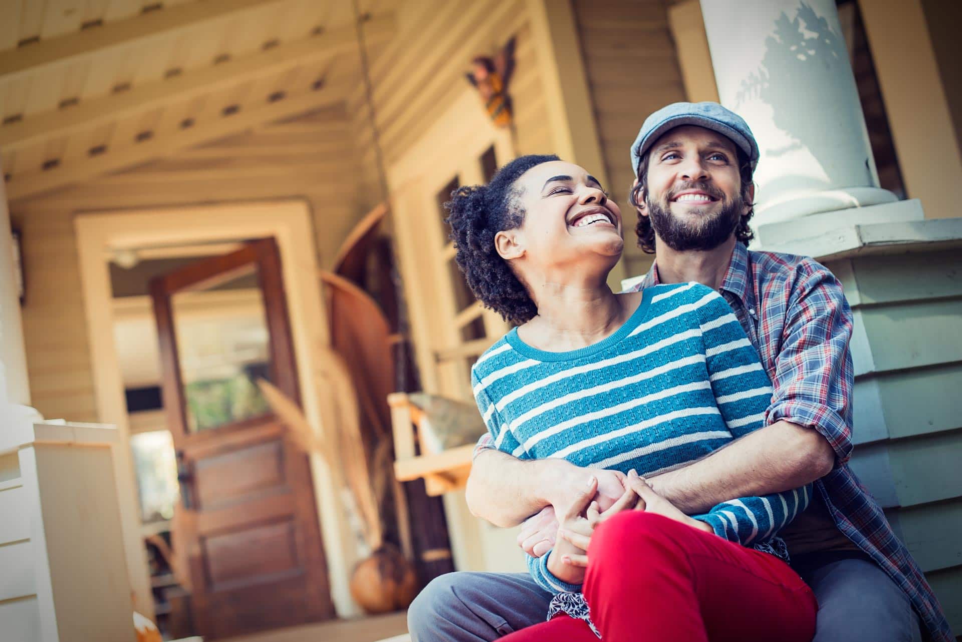 Happy couple reconnecting
